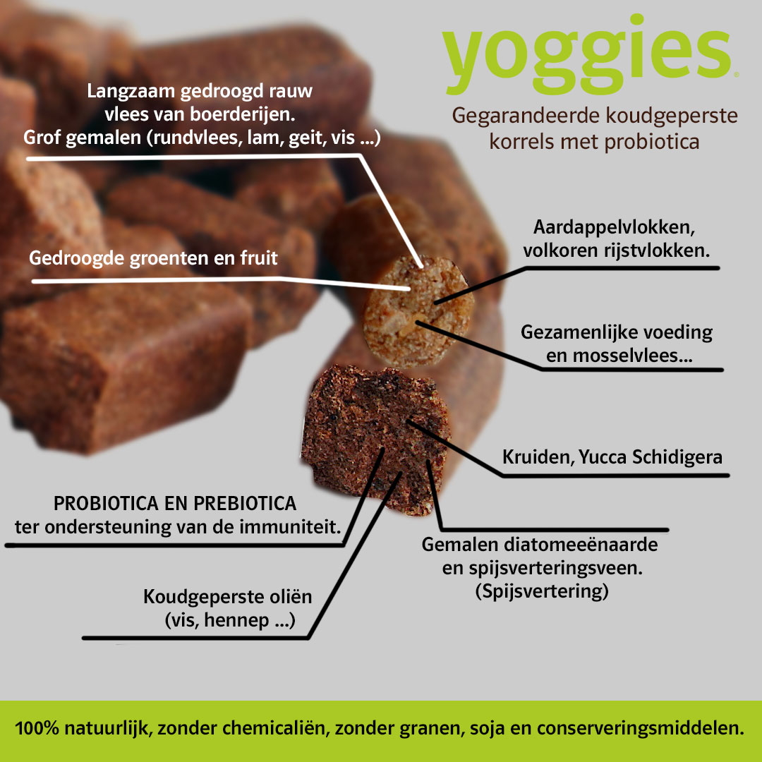Yoggies Active Eend en Hert, koudgeperste minikorrels met probiotica