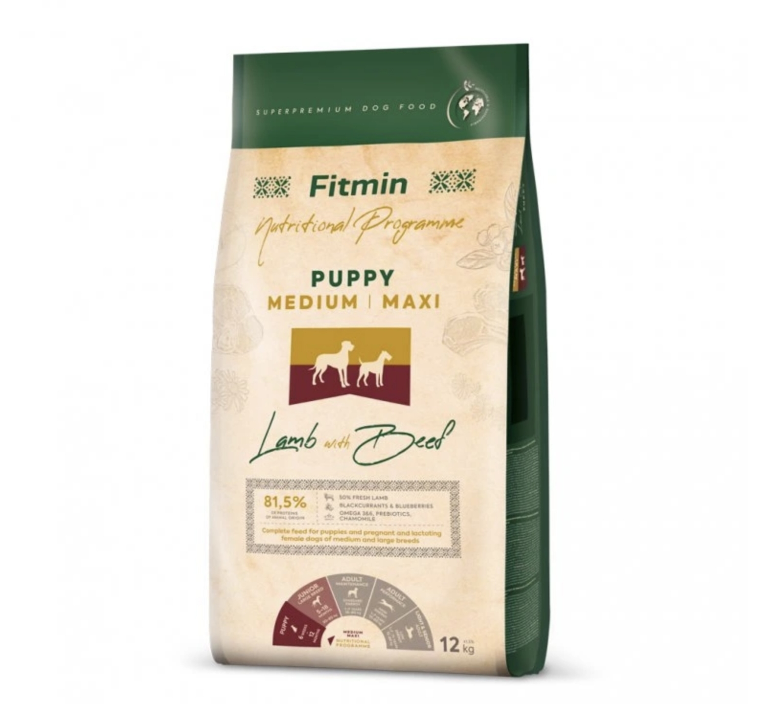 Fitmin Dog Medium Maxi Puppy Lamb Beef 12 kg
