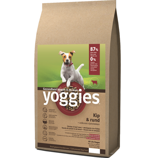 Yoggies Kip en Rund, koudgeperste MINI korrels met probiotica