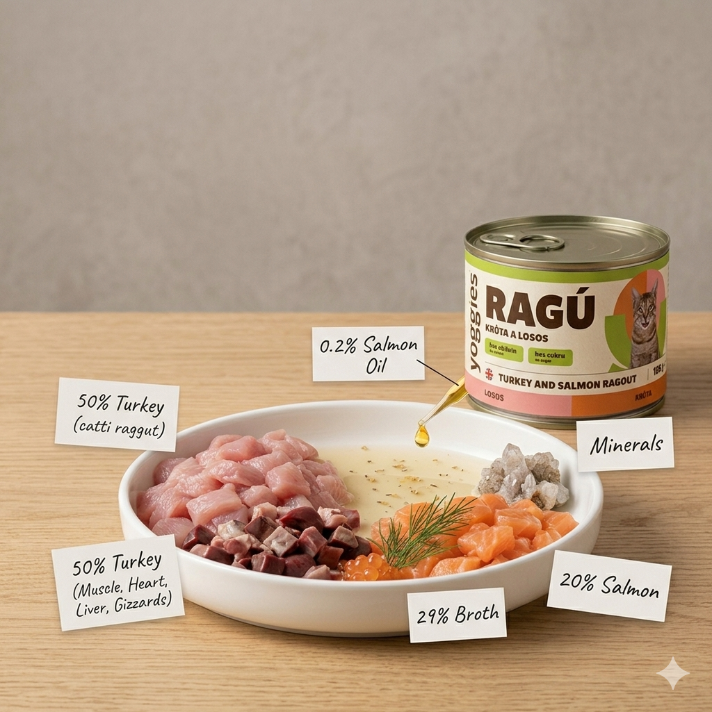 185g Yoggies RAGOUT voor katten Kalkoen & Zalm