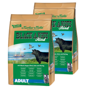 Markus-Mühle BLACK ANGUS ADULT koudgeperste korrels voor volwassen honden 2x15kg