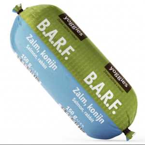 1800 gr (12x150gr) Yoggies BARF Zalm, konijn met probiotica Rauw vlees voor honden